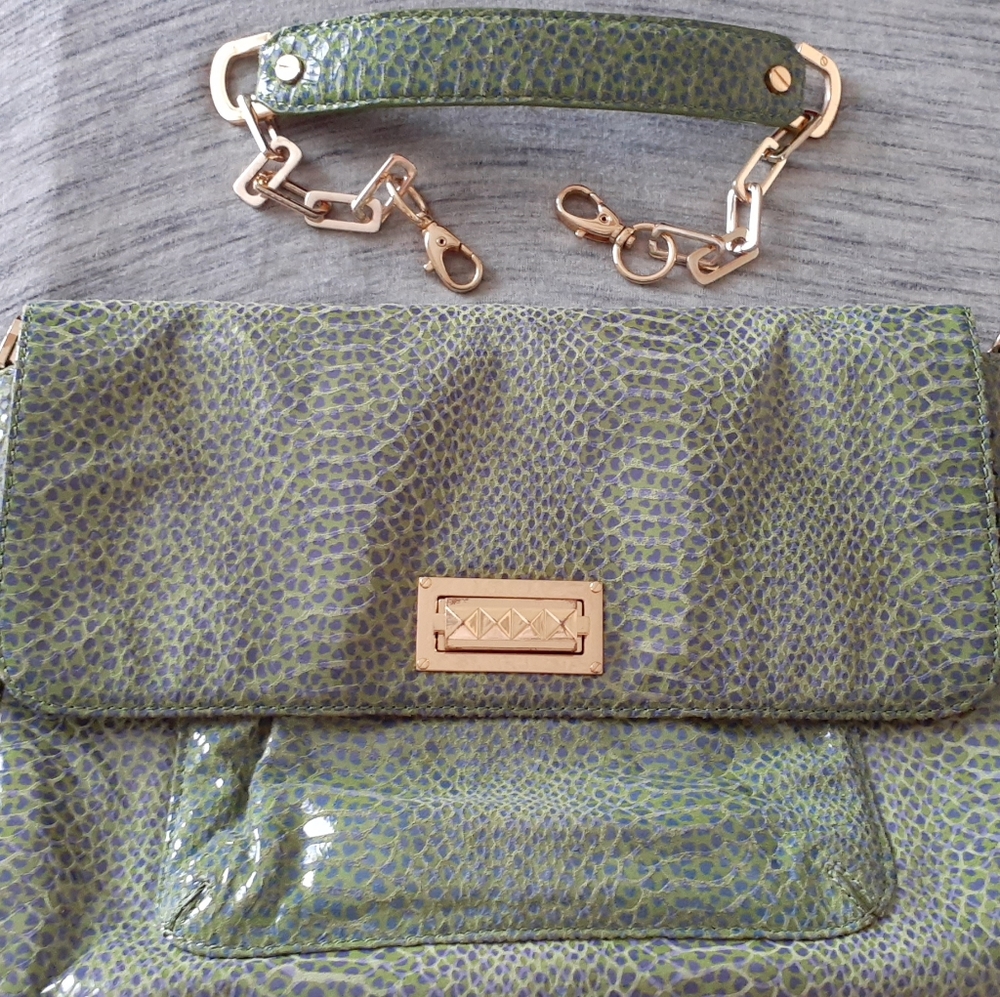 Tory Burch- Green/Purple Python Heidi HOBO-EUC